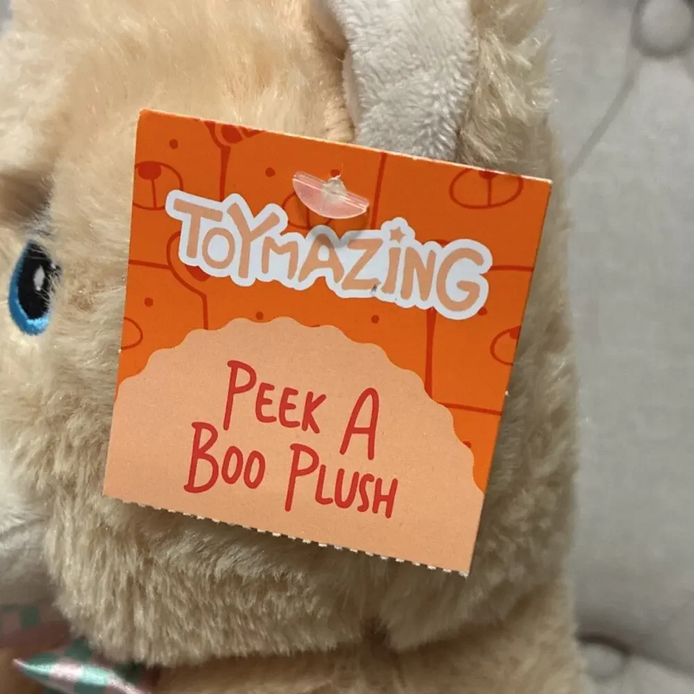 Peek A Boo Plush Bear Stuffed Animal with Cupcake & Bow Tie
